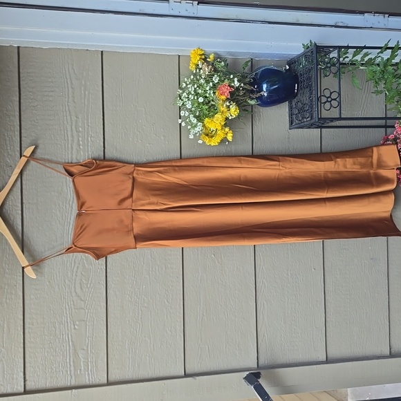 BHLDN bronze satin maxi dress 6 NWT - Picture 8 of 8